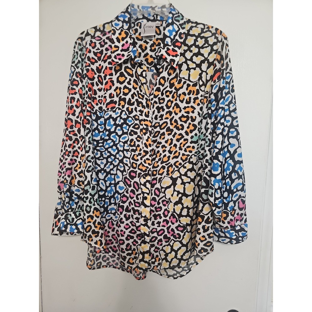 Finley Multicolor Long Sleeve Geometric  Button Up Shirt Size L